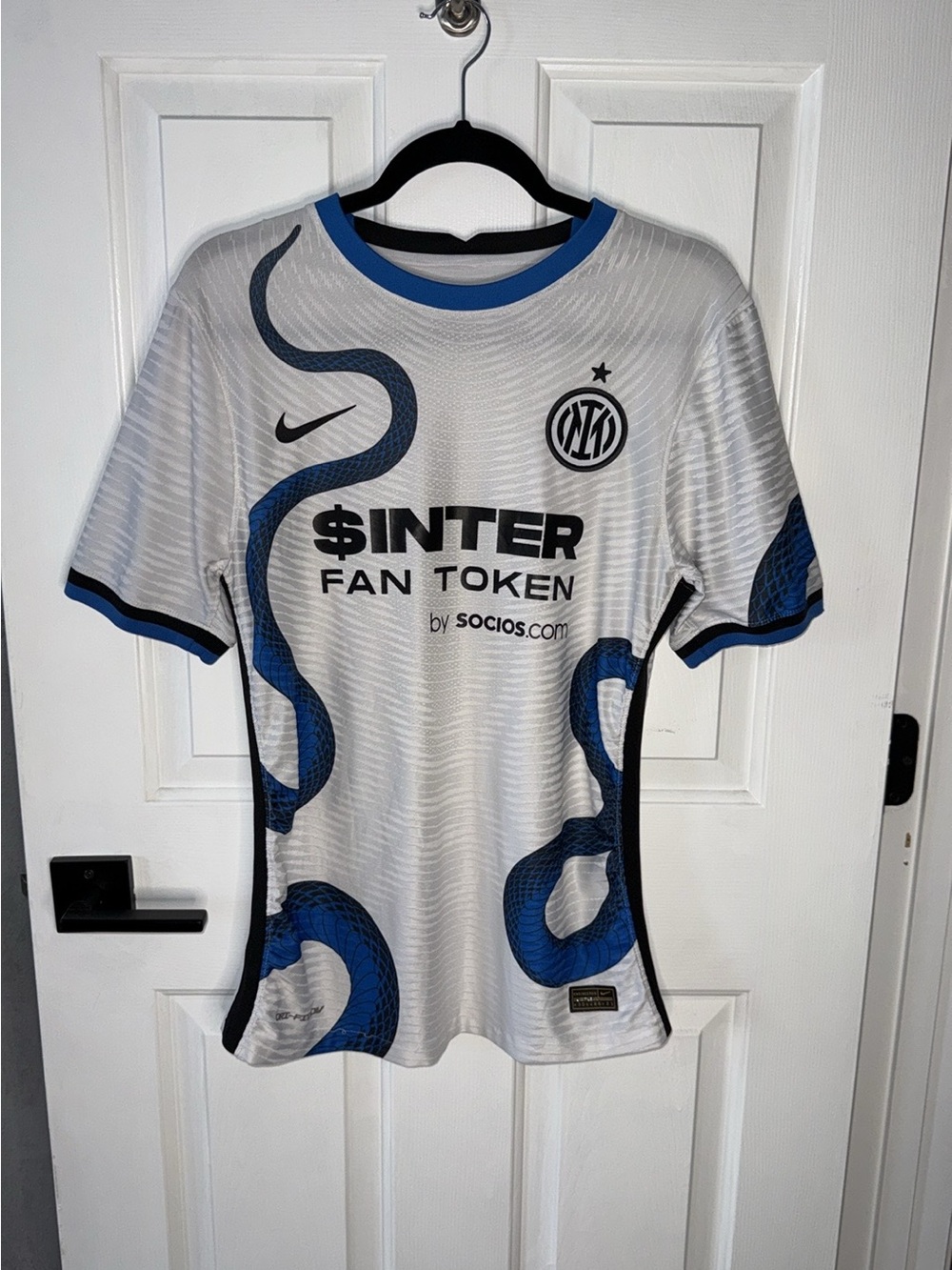 Nike White Blue Inter Milan Away Jersey 21/22 M Medium PLAYER VERSION